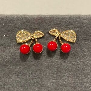 14k gold plated Cherry earrings with zirconia.